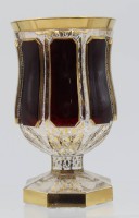 Los 10028 <br>Fussbecher, wohl B&ouml;hmen, 20. Jhd., Goldzier, H-15,5cm.