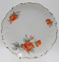 Los  <br>Anbietteller, grüne Bienenkorbmarke, florales Dekor, leichte Gebrauchsspuren, D-25cm