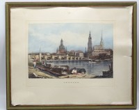 Auktion 500017 / Los  <br>Farbradierung, "Dresden", gerahmt, beschädigtes Papier, Glas fehlt, RG 45x54cm
