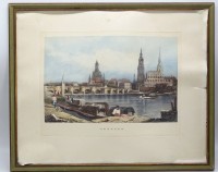 Los  <br>Farbradierung, "Dresden", gerahmt, beschädigtes Papier, Glas fehlt, RG 45x54cm