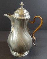 Zinn Kaffeekanne um 1860, Dresdner Barock, kl. Delle, H-25 cm