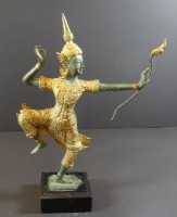 Los 15516 <br>Bronze Tempeltänzerin,  tw. vergoldet, H-30 cm, Holzsockel