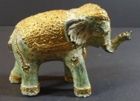 Bronze Elefant, tw. vergoldet, H-9 cm, L-12 cm