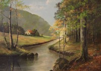 Los 4035 <br>H.Arnold, Bachlandschaft, &Ouml;l/Hartfaser, gerahmt, RG 68 x 86cm.