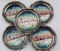 Los  <br>5x Keramik-Untersetzter, D-9 cm