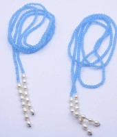 Auktion 500017 / Los  <br>2x Halsketten mit Perlen, Aquamarine?, je 127cm
