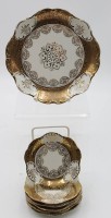 Los  <br>7tlg. Konfektset, Winterling, Golddekor, ca. D-19 u. 11cm.