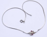 Los  <br>925er Silber Collier mit Rubine, L. 39cm, 4,7g.