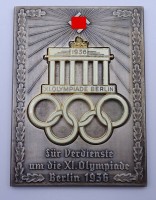 Auktion 343 / Los 7055 <br>Plakette für Verdienste um die XI.Olympiade Berlin 1936
