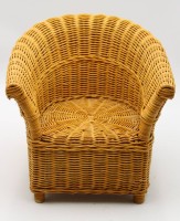 Los 12048 <br>Puppen-Korb-Sessel, ca. H-29,5cm B-30cm T-30cm.