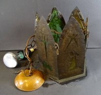 Los 16030 <br>kl. Flurlampe mit christl. Motiven , Kupfer, H-21 cm, D-16 cm