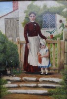 Auktion 343 / Los 4050 <br>William HAYDON (XVIII) "Mutter mit Tochter", Öl/Leinen, gerashmt, RG  45x35 cm