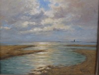 Los 4053 <br>Ernst TROCH (1925-1996) "Blick auf Insel Neuwerk", &Ouml;l/Leinen, gut gerahmt, ca. 35x41 cm,