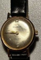 Auktion 371<br>mechan. Damenuhr Chambord, Handaufzug, 17 Rubis, Lederband, Werk l&auml;uft