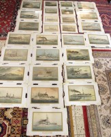 Auktion 344 / Los 7087 <br>A.Graf o.ä., 25x div. Lithographien div. Kriegsschiffe aus dem 1. WK, je Nurglasrahmen, MG ca. 18 x 23,5cm