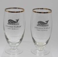 Los 10049 <br>Paar Biergl&auml;ser, "Schwarzer Walfisch" Cuxhaven, ca. H-13cm.