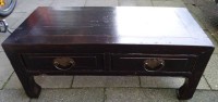 Auktion 372<br>niedriges Tischchen mit 2 Schubladen, wohl S&uuml;dostasien, H-31 cm, 38x75 cm