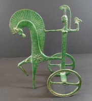 stilisierte Amazone auf Streitwagen, Bronze, H-28 cm, L-21 cm