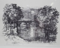 Los 5033 <br>Horst HAUSOTTE (1923), Br&uuml;ckenansicht Weimar, Litho, Nr. 5/20, gerahmt/Glas, RG 40 x 53cm.