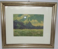 Los 5038 <br>Hanns MAURUS (1901-1942)  wohl Lithografie, "Roggenstein" betitelt, gut gerahmt/Glas, RG 40x47 cm