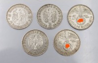 Auktion 343 / Los 6104 <br>Konvolut Reichsmark, Silber, 5 RM Münzen