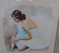 Auktion 343 / Los 5042 <br>J.D. Laulaert (oder ähnlich) "Ballerina" wohl Lithografie,signiert, ger/Glas, RG 73x70 cm