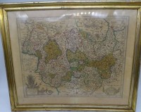 Auktion 343 / Los 5046 <br>alte colorierte Landkarte "Brunswyck",um 1770, rückseitig ebenfalls verglast mit Beschreibung der Karte, RG 49x57 cm
