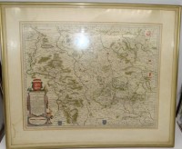 Auktion 343 / Los 5047 <br>Landkarte um 1770 "Ducatrus Brunsvicensis", rücks. ebenfalss Glas mit Beschreibung, Vorderseite Glas gerissen, RG 58x69 cm