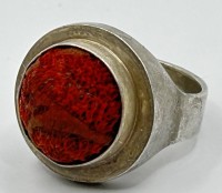 Auktion 344 / Los 1020 <br>Silberring-925- mit roten Stein, Koralle, RG 57, 10,1 gr.