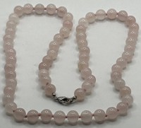 Auktion 370<br>Rosenquartz-Halskette, L-60 cm