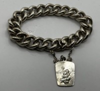 Auktion 344 / Los 1042 <br>Herren-Silber-800-  Armband mit Sicherheitskette und Anhänger, L-ca. 20 cm, 26,5 gr.