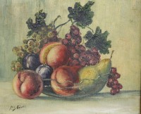 Paula STÖVER (1916-?), Früchtestilleben, Öl/Hartfaser, gerahmt, RG 33 x 38,5cm.