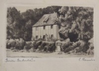L.Reimer o.ä., Goethes Gartenhaus, Radierung, gerahmt/Glas, RG 16 x 21cm.