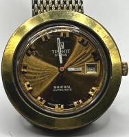Auktion 344 / Los 2009 <br>Tissot Sideral Automatic Vintage Uhr, Werk läuft, vergoldete Lünette, orig. Stahlband, Fiberglas-Gehäuse