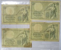 Auktion 344 / Los 6004 <br>4x Zehn Mark 1906, Reichskassenscheine