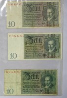 Auktion 344 / Los 6006 <br>3x Zehn Reichsmark 1929, Reichsbanknoten