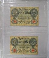 Auktion 344 / Los 6007 <br>2x Zwanzig Mark 1914, Reichsbanknoten