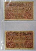 Auktion 344 / Los 6009 <br>2x Zwanzig Mark 1918, Darlehnskassenscheine