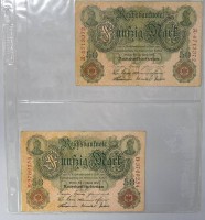 Auktion 344 / Los 6011 <br>2x Fünfzig Mark 1910, Reichsbanknoten