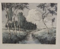 Cornelius Johannes ROGGE (1874-1936), Worpsweder Landschaft, Farbradierung, gerahmt/Glas, RG 37,5 x 44cm.