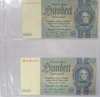 Auktion 344 / Los 6018 <br>2x hundert Reichsmark 1935, Reichsbanknoten