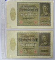 Auktion 344 / Los 6022 <br>2x zehntausend Mark 1922, Reichsbanknoten
