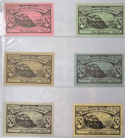 Auktion 344 / Los 6030 <br>6x 50 Pfennig Notgeldscheine Greifenstein 1921