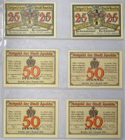 Auktion 344 / Los 6035 <br>6x Notgelscheine 1921, Stadt Apolda
