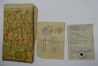 Auktion 344 / Los 7005 <br>Mitgliedsbuch Deutsche Arbeitsfront, Karte und sowj. Dokument, 2. WK, Alters-u. Gebrauchsspuren