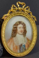 Auktion 344 / Los 4008 <br>Nicolas DE LARGILLIERE (1656-1746) Miniatur-Portrait "Colbert",  Messingrahmen, RG 13,5x9 cm