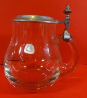 Los  <br>Kristall-Bierkrug "Alfred Vogel, Vohenstrauss", Zinndeckel, H-16 cm