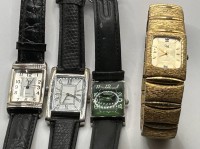 Auktion 371<br>4x eckige Quartz Armbanduhren, Tragespuren, nicht &uuml;berpr&uuml;ft