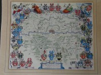 Auktion 344 / Los 5010 <br>Johannes BLAEU (1650-1712), colorierte Landkarte Francofurtensis" um 1700, BG 60x68 cm, leichte Läsuren