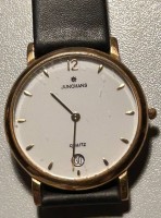 Auktion 371<br>flache Junghans Quartz Armbanduhr, guter Zustand, D-3,5cm